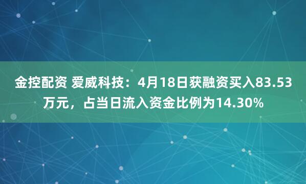金控配资 爱威科技：4月18日获融资买入83.53万元，占当日流入资金比例为14.30%