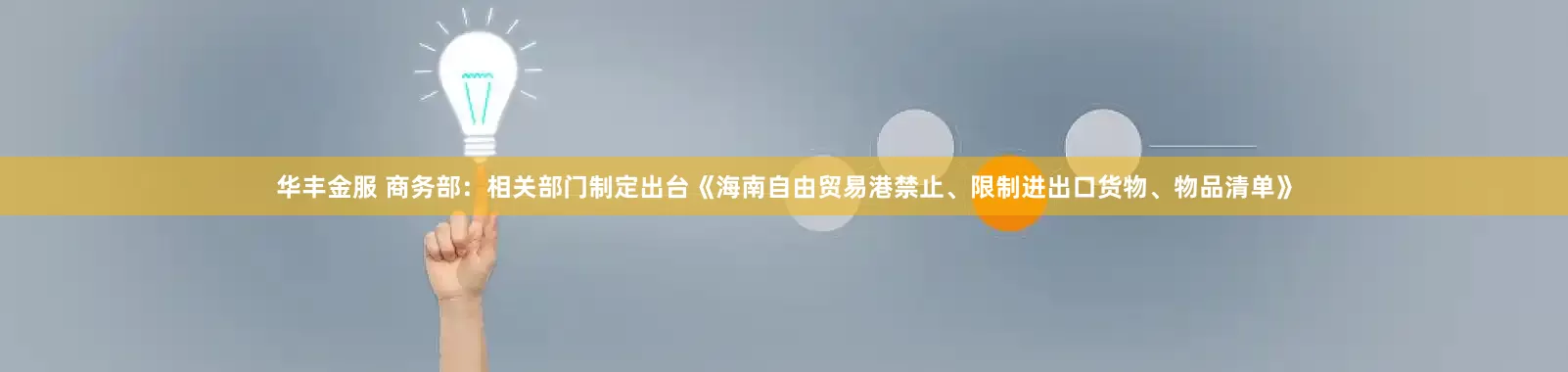 华丰金服 商务部：相关部门制定出台《海南自由贸易港禁止、限制进出口货物、物品清单》